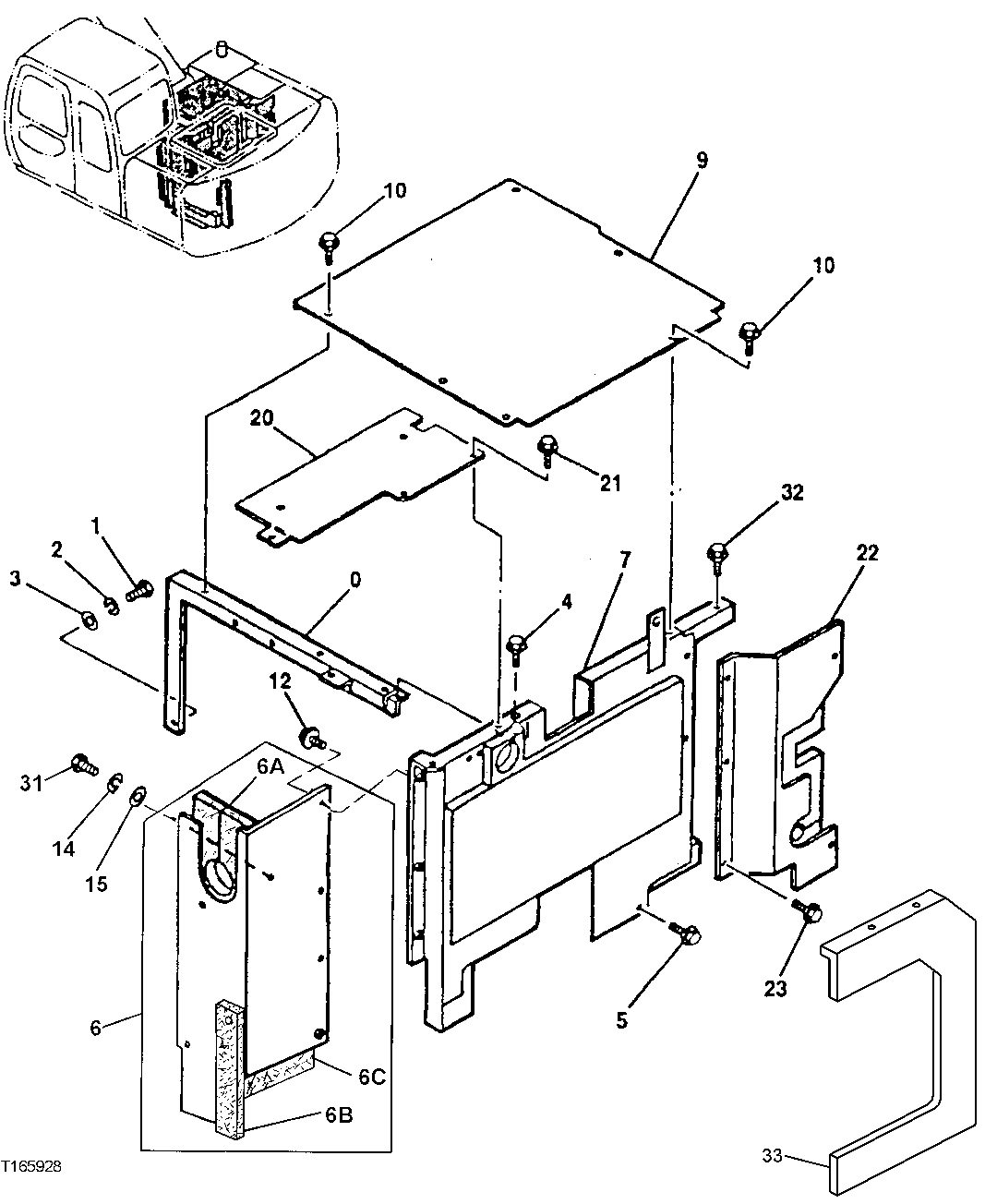 Схема запчастей John Deere 60LC - 209 - Cover 1910 Hood Or Engine Enclosure