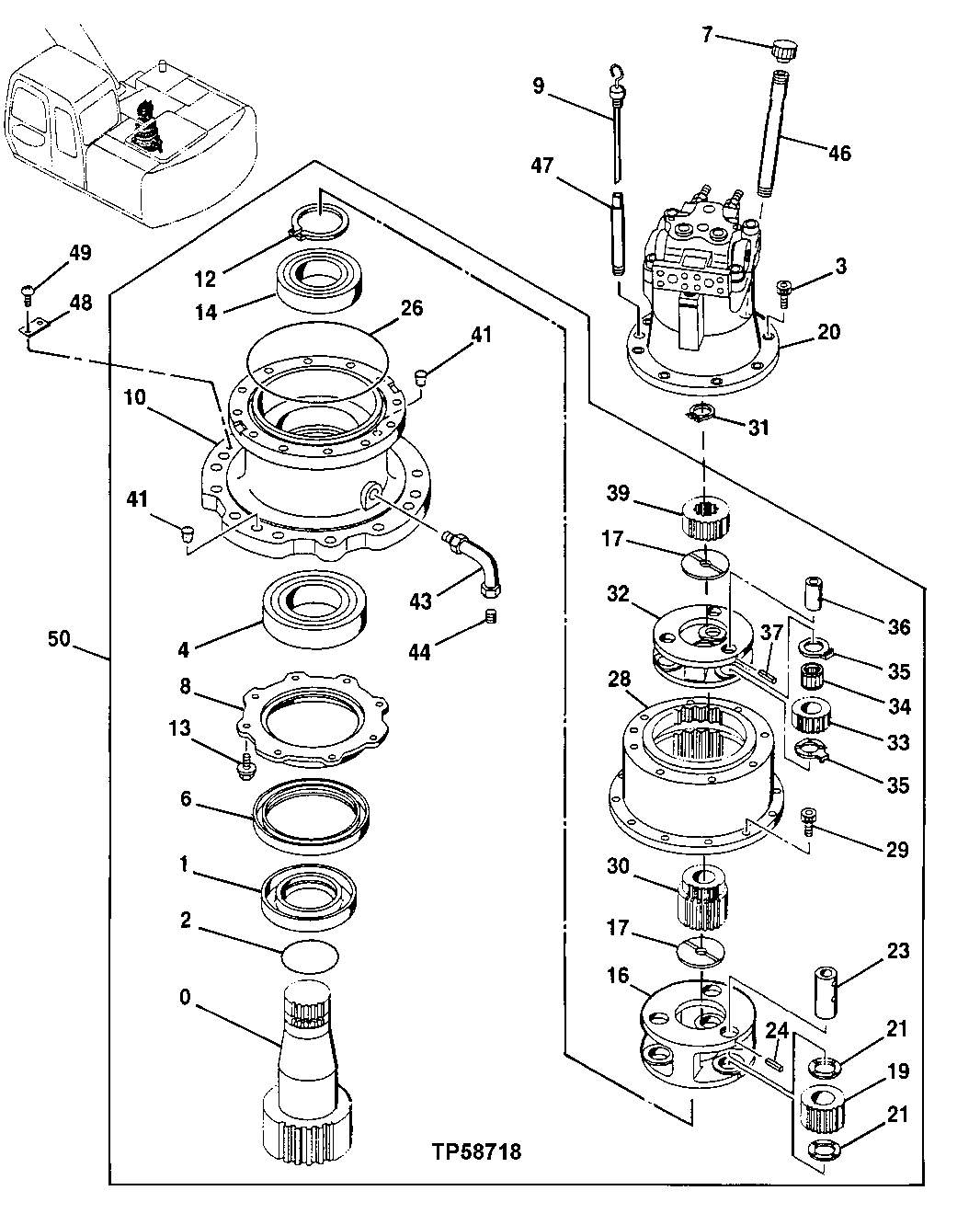 Схема запчастей John Deere 60LC - 321 - Swing Device 4360 Hydraulics