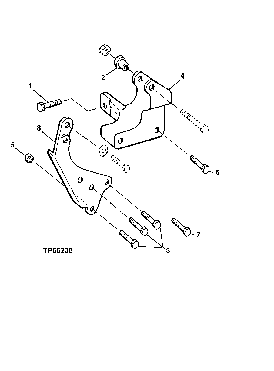 Схема запчастей John Deere 10 - 104 - Alternator Mounting Brackets (704562 - 803026) 0423B Alternator And Generator Mounting 4045TT054 4045TT054