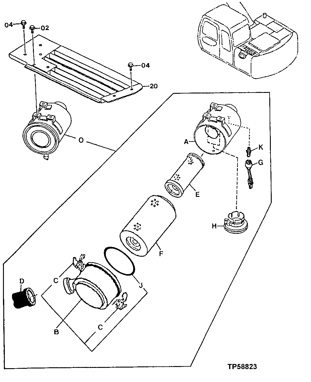Схема запчастей John Deere 10 - 123 - Air Cleaner 0520 Intake System