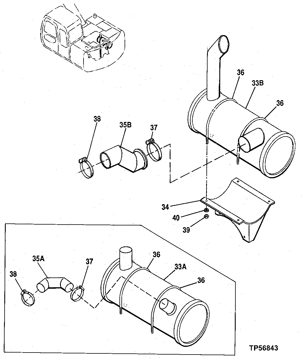 Схема запчастей John Deere 10 - 125 - Muffler 0530 External Exhaust Systems