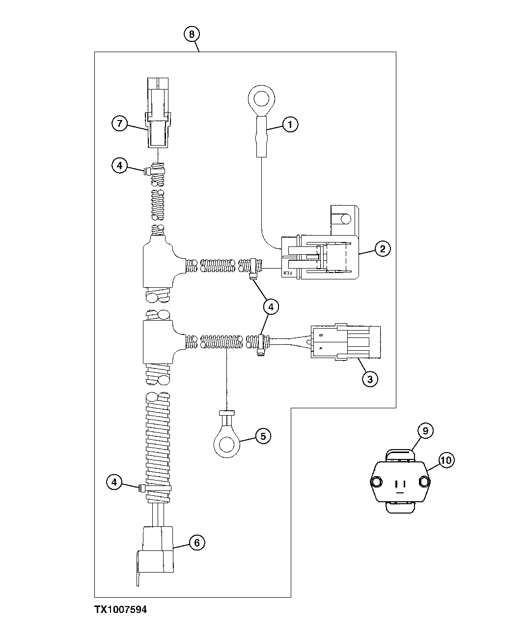 Схема запчастей John Deere 10 - 148 - Air Conditioning Wiring Harness 1674 Wiring Harness And Switches