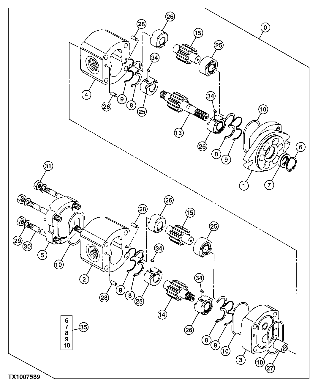 Схема запчастей John Deere 10 - 216 - PUMP GEAR (BLADE) 2160 Vehicle Hydraulics