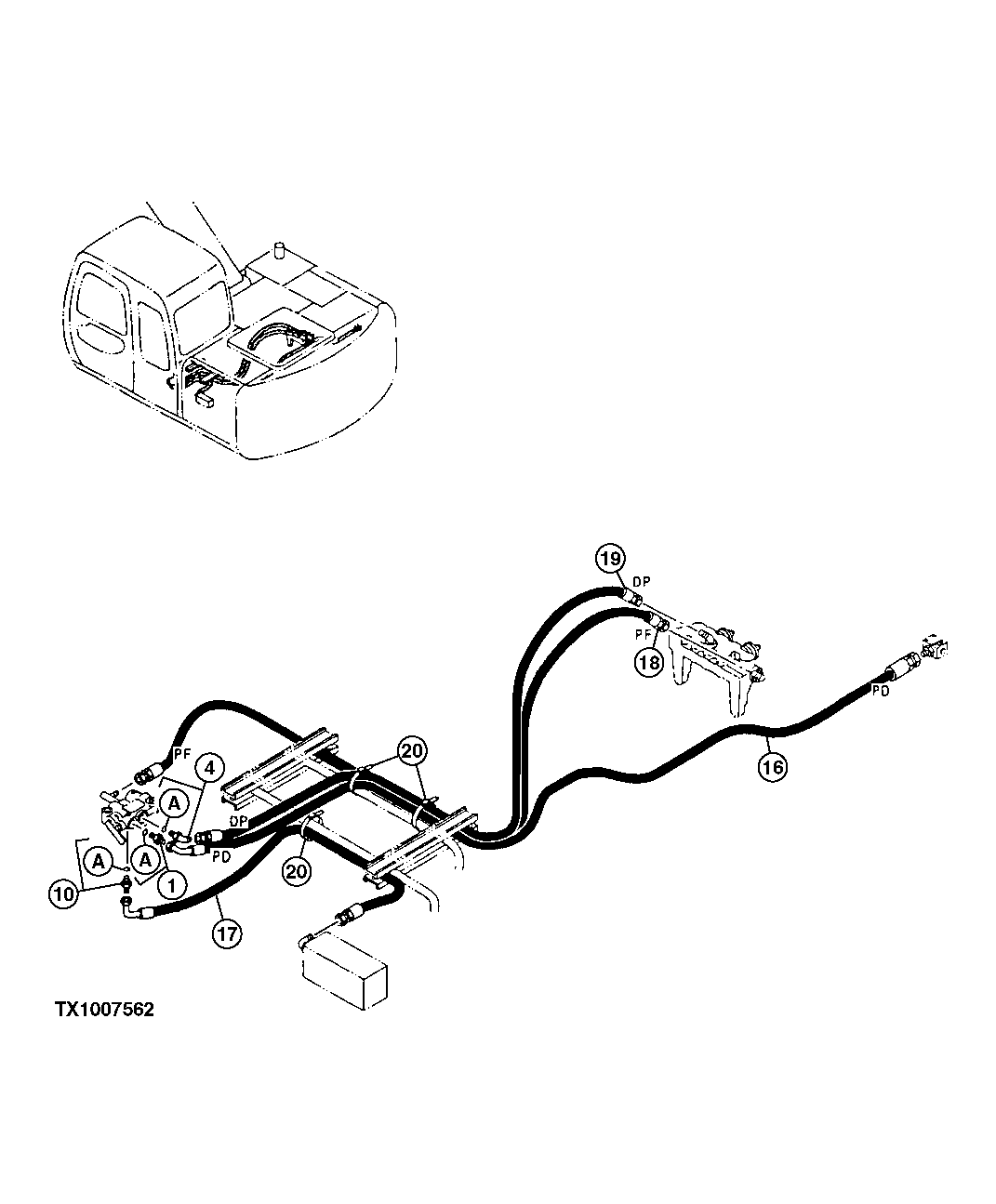 Схема запчастей John Deere 10 - 288 - PILOT HOSES 3360 Hydraulic System