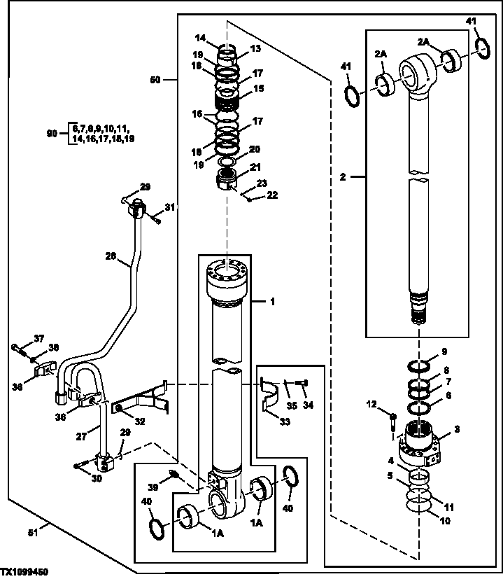 Схема запчастей John Deere 10 - 290 - Right Boom Cylinder 3360 Hydraulic System