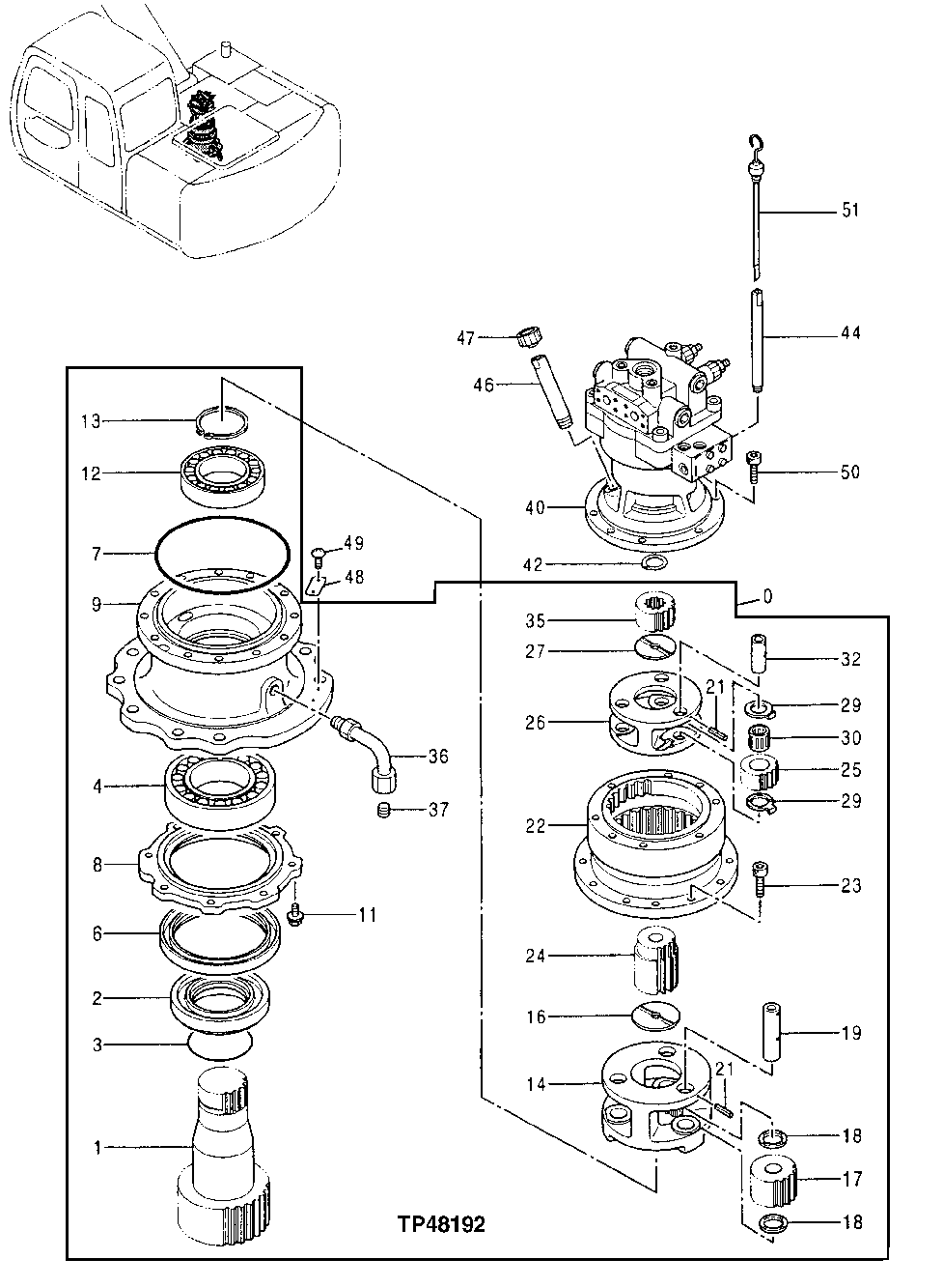 Схема запчастей John Deere 10 - 330 - Swing Motor and Gear Box 4360 Hydraulics