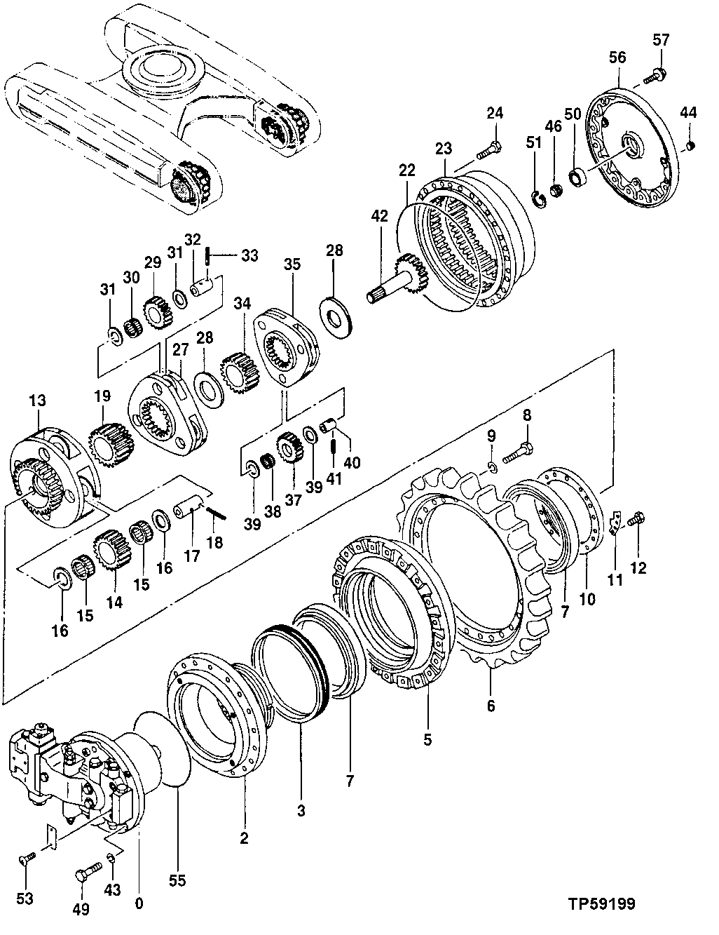 Схема запчастей John Deere 30LC/370 - 20 - Travel Device 0260 Axles, Diff. & Susp. Sys. Hyd. (Incl. Fwd)