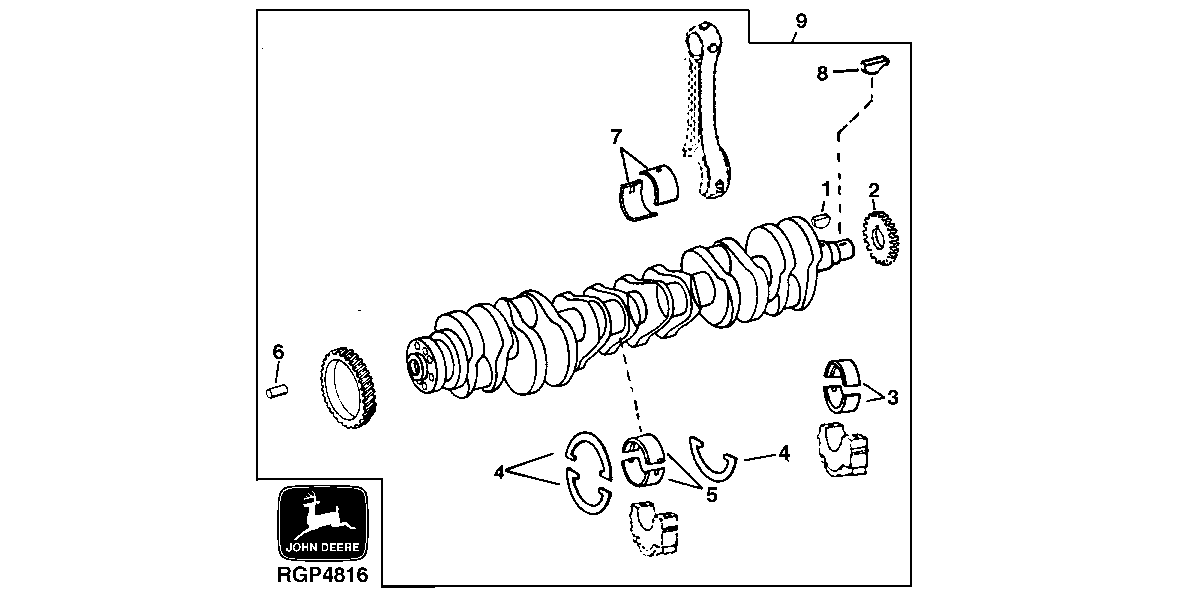Схема запчастей John Deere 30LC/370 - 43 - UNDERSIZE CONNECTING ROD JOURNAL CRANKSAHFT AND BEARING KIT 0400 Engine 6081HT001-RG26768 6081HT001