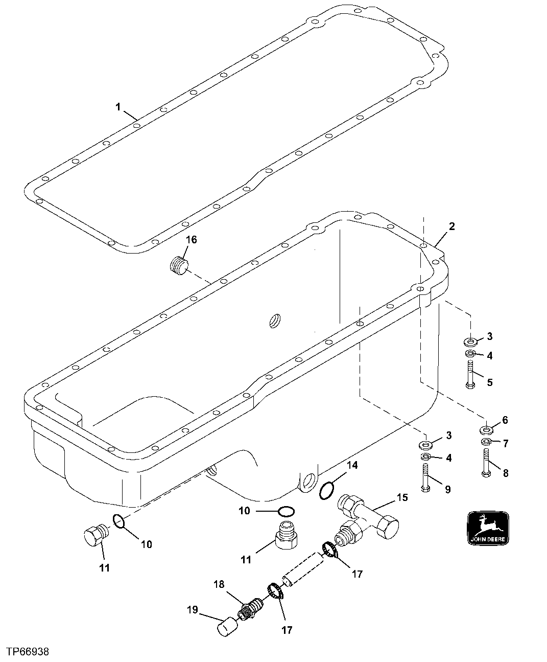 Схема запчастей John Deere 30LC/370 - 50 - OIL PAN 0400 Engine 6081HT001-RG26768 6081HT001