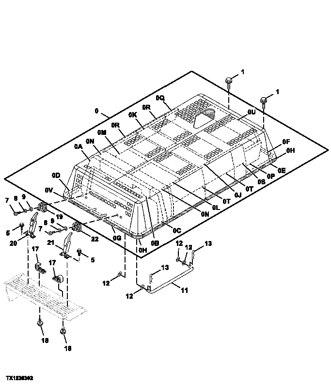 Схема запчастей John Deere 30LC/370 - 195 - Engine Cover 1910 Hood Or Engine Enclosure