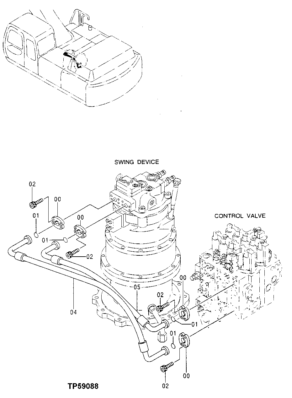 Схема запчастей John Deere 30LC/370 - 268 - MAIN PIPINGS 3360 HYDRAULIC SYSTEM