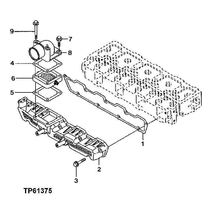 Схема запчастей John Deere 0 - 36 - Engine Air Intake Manifold 0414 Intake Manifold