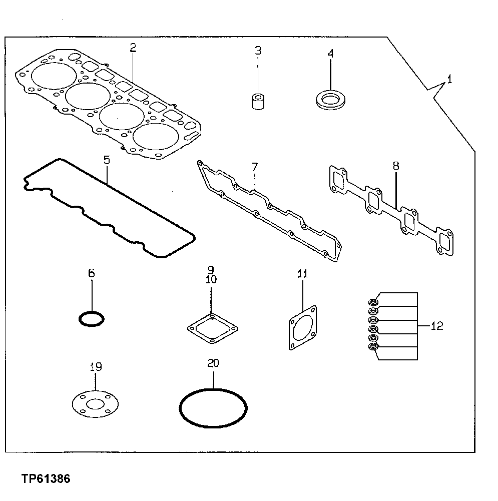 Схема запчастей John Deere 0 - 41 - Cylinder Head Gasket Kit 0452 Gasket Replacement Kits