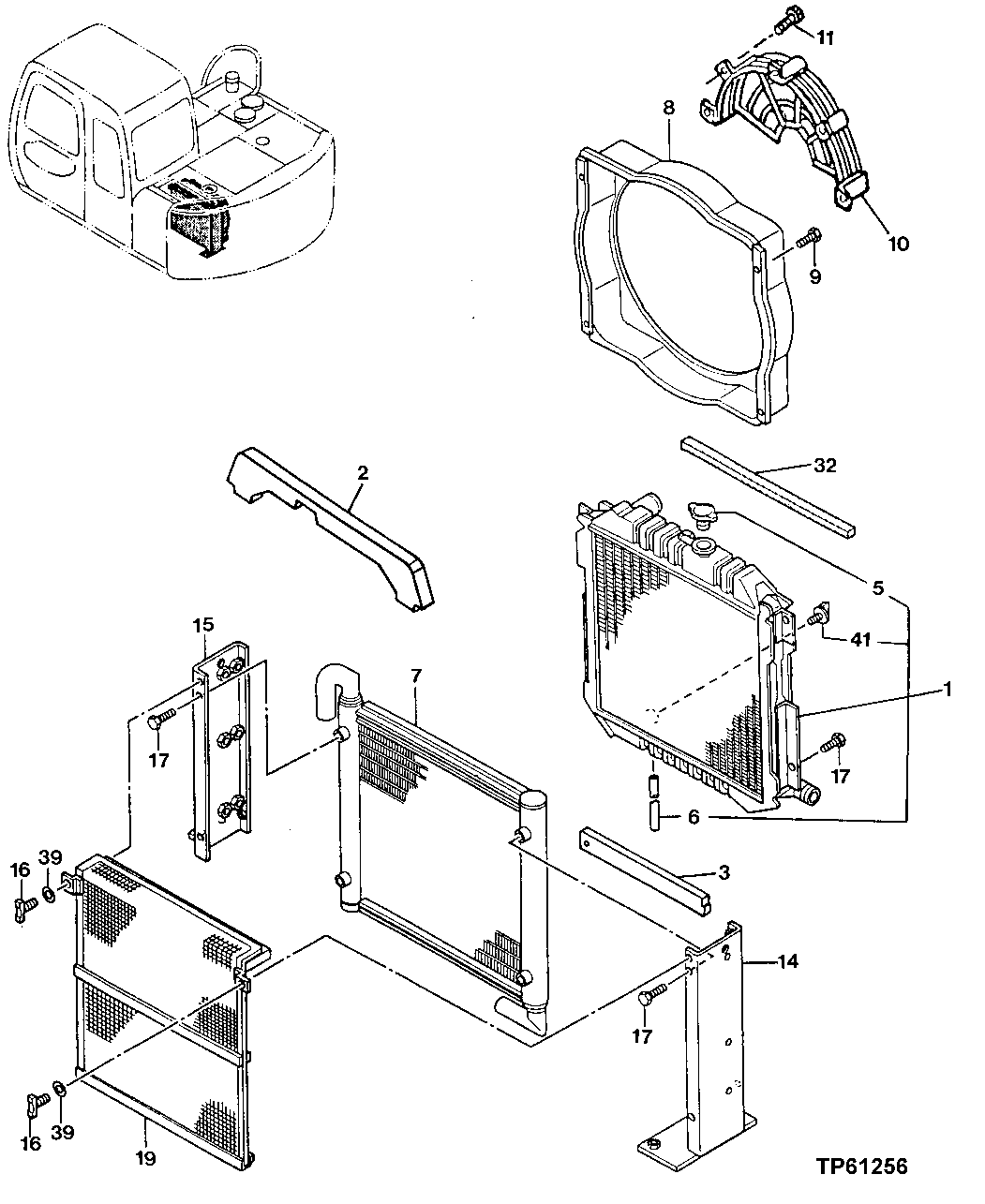 Схема запчастей John Deere 0 - 43 - Oil Cooler / Radiator and Mounting 0510 Engine Cooling Systems