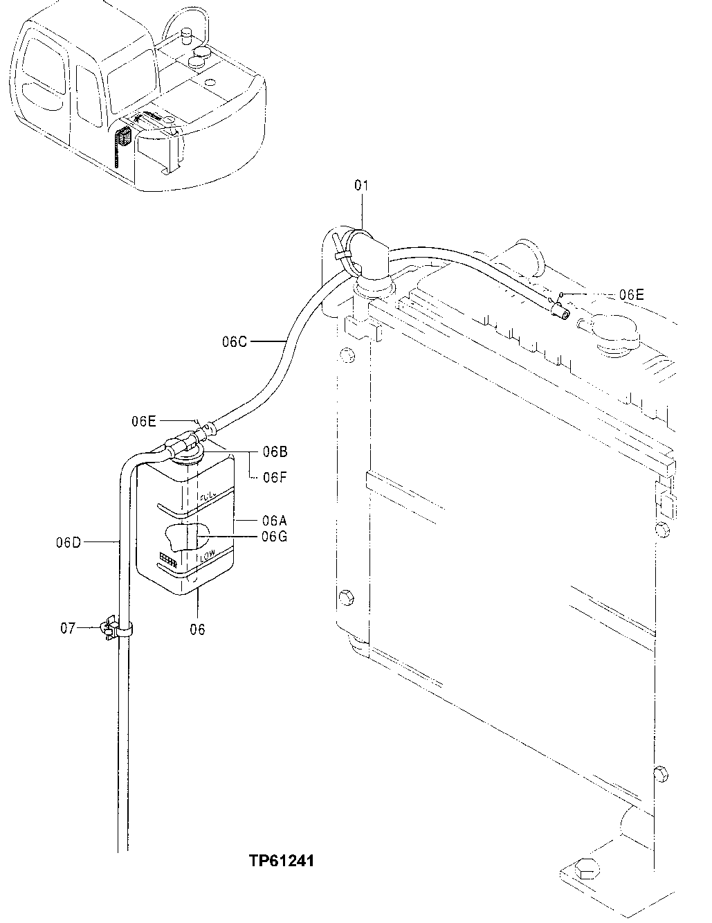 Схема запчастей John Deere 0 - 45 - Engine Coolant Overflow Tank 0510 Engine Cooling Systems