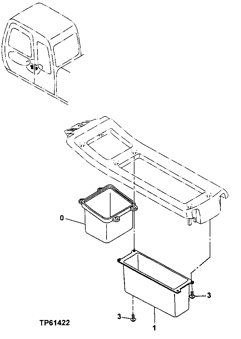 Схема запчастей John Deere 0 - 92 - Cab Storage Compartment 1810 Operator Enclosure