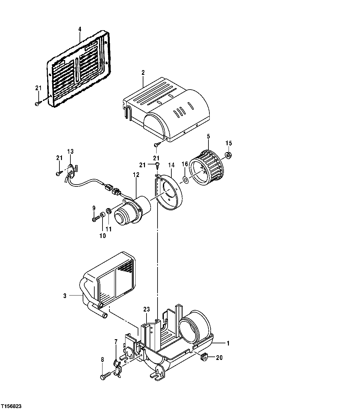 Схема запчастей John Deere 0 - 98 - Cab Heater Components 1830 Heating & Air Conditioning