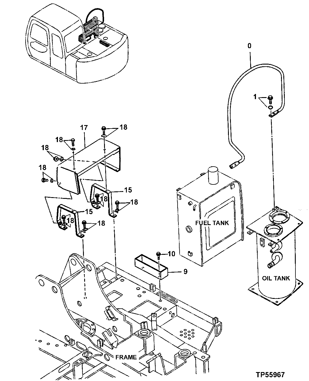 Схема запчастей John Deere 0 - 107 - RIGHT FRONT COVER AND HANDRAIL (SERIAL # 100000- ) 1910 Hood Or Engine Enclosure