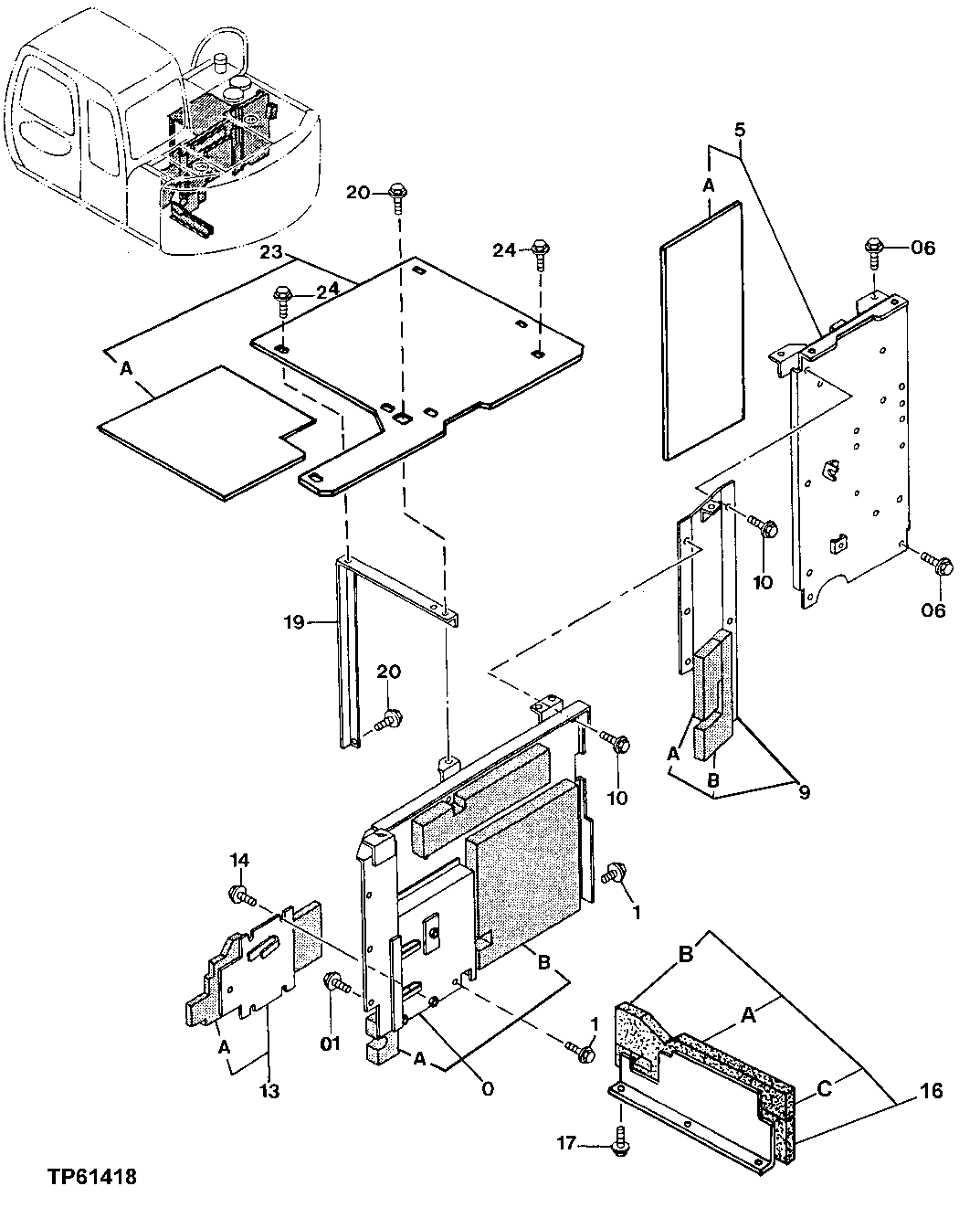 Схема запчастей John Deere 0 - 109 - Equipment/Engine Frame Covers and Guards 1910 Hood Or Engine Enclosure