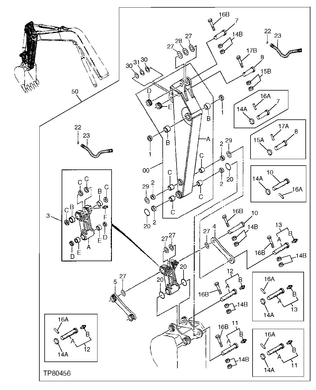 Схема запчастей John Deere 0 - 153 - Standard Arm 1.62m 3340 Backhoe & Excavator Frames
