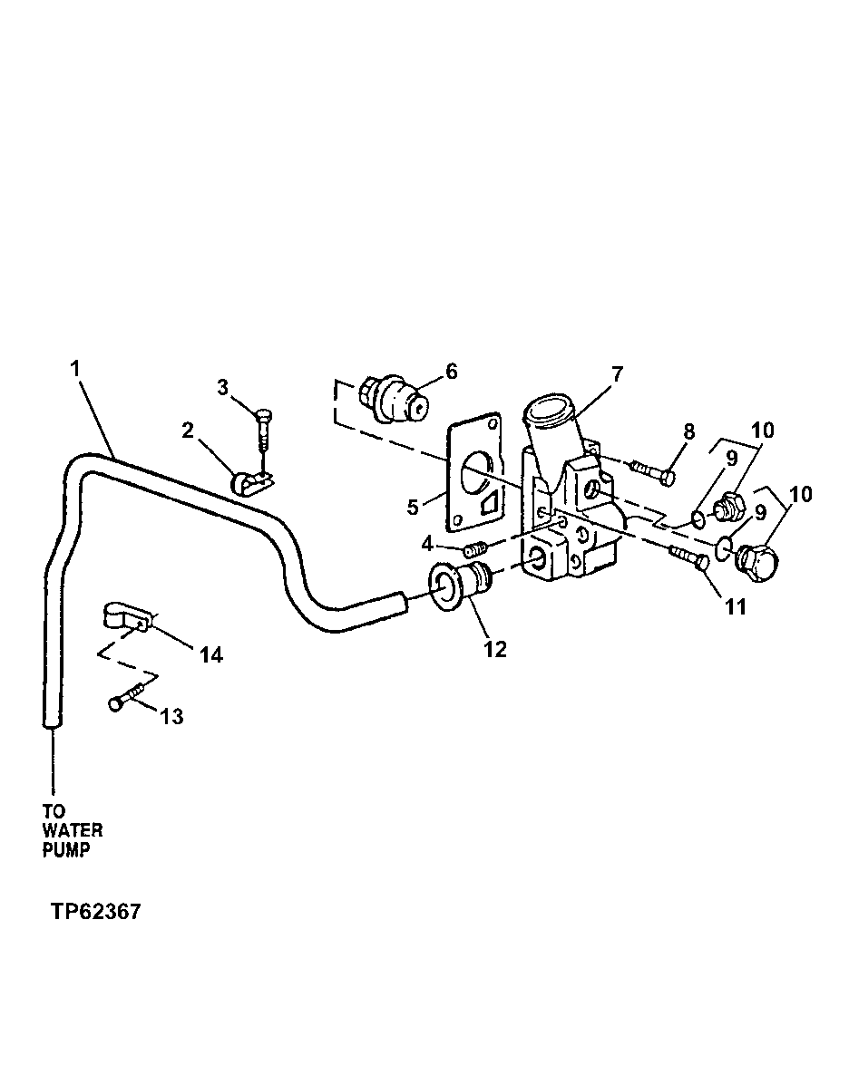 Схема запчастей John Deere 30LCR - 47 - THERMOSTAT AND THERMOSTAT COVER 0418A THERMOSTATS, HOUSING AND WATER PIPING 4045TT050 4045TT050