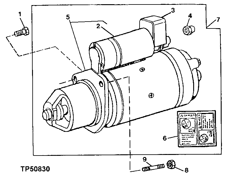 Схема запчастей John Deere 30LCR - 51 - STARTING MOTOR 0422A STARTING MOTOR AND FASTENINGS 4045TT050 4045TT050