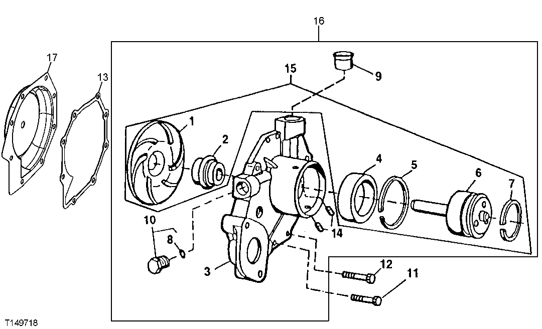 Схема запчастей John Deere 30LCR - 92 - Water Pump Assembly (900552 - ) 0417A Water Pump TO6068HT051 TO6068HT051