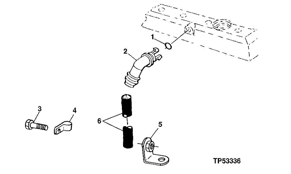 Схема запчастей John Deere 30LCR - 125 - Engine Ventilator Hose ( - 829272) 0408B Ventilating System PE6068HT051 PE6068HT051