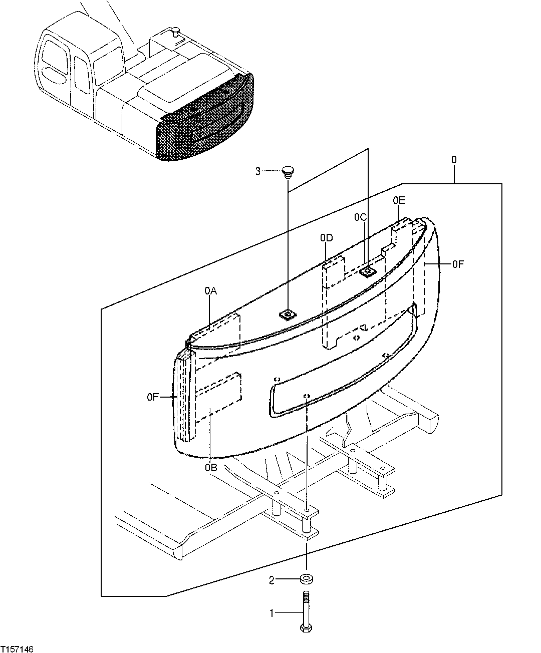 Схема запчастей John Deere 30LCR - 211 - COUNTERWEIGHT (230LCR ONLY) 1740 Frame Installation