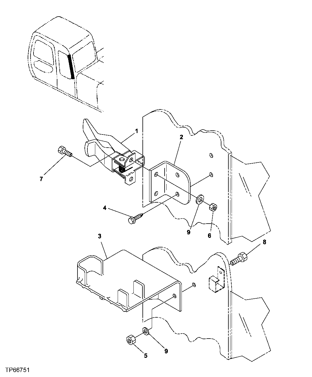 Схема запчастей John Deere 30LCR - 225 - CAB COMPONENTS (RIFLE RACK) 1810 OPERATOR ENCLOSURE