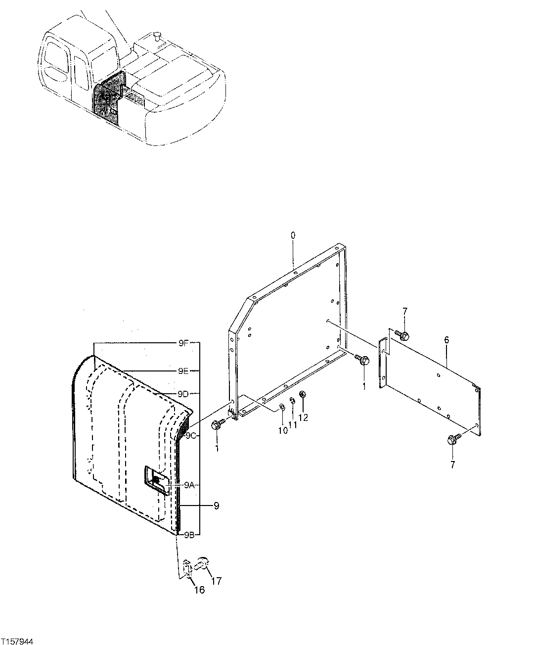 Схема запчастей John Deere 30LCR - 262 - COVER 1910 Hood Or Engine Enclosure