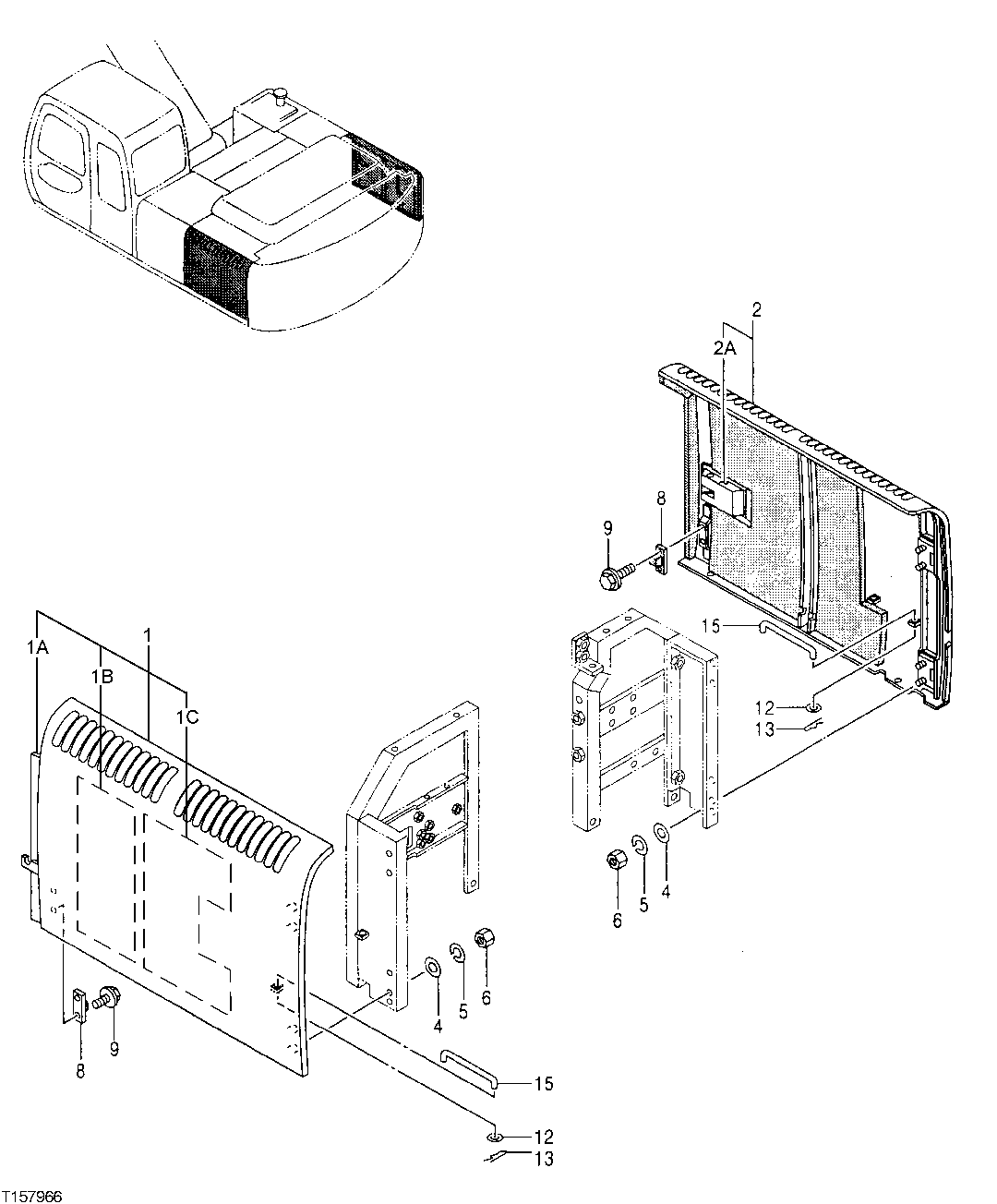 Схема запчастей John Deere 30LCR - 266 - COVER 1910 Hood Or Engine Enclosure