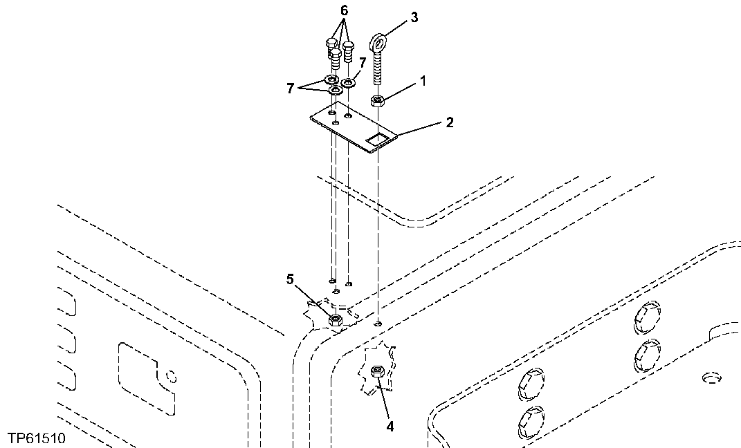 Схема запчастей John Deere 30LCR - 271 - TOOL BOX SECURITY HASP 1910 Hood Or Engine Enclosure