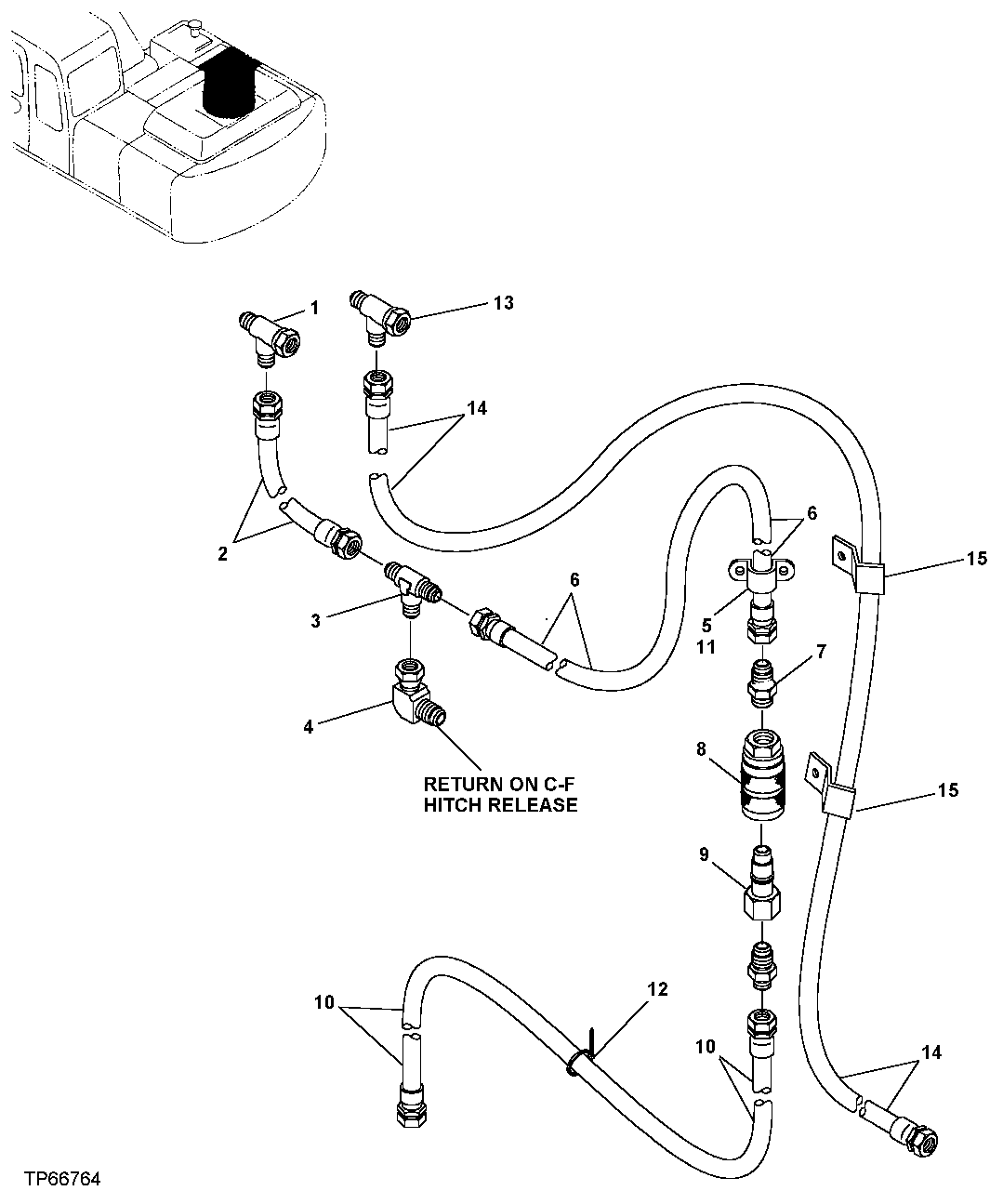 Схема запчастей John Deere 30LCR - 300 - RETURN LINE, DRILL 2263 Pneumatic System Lines & Hoses