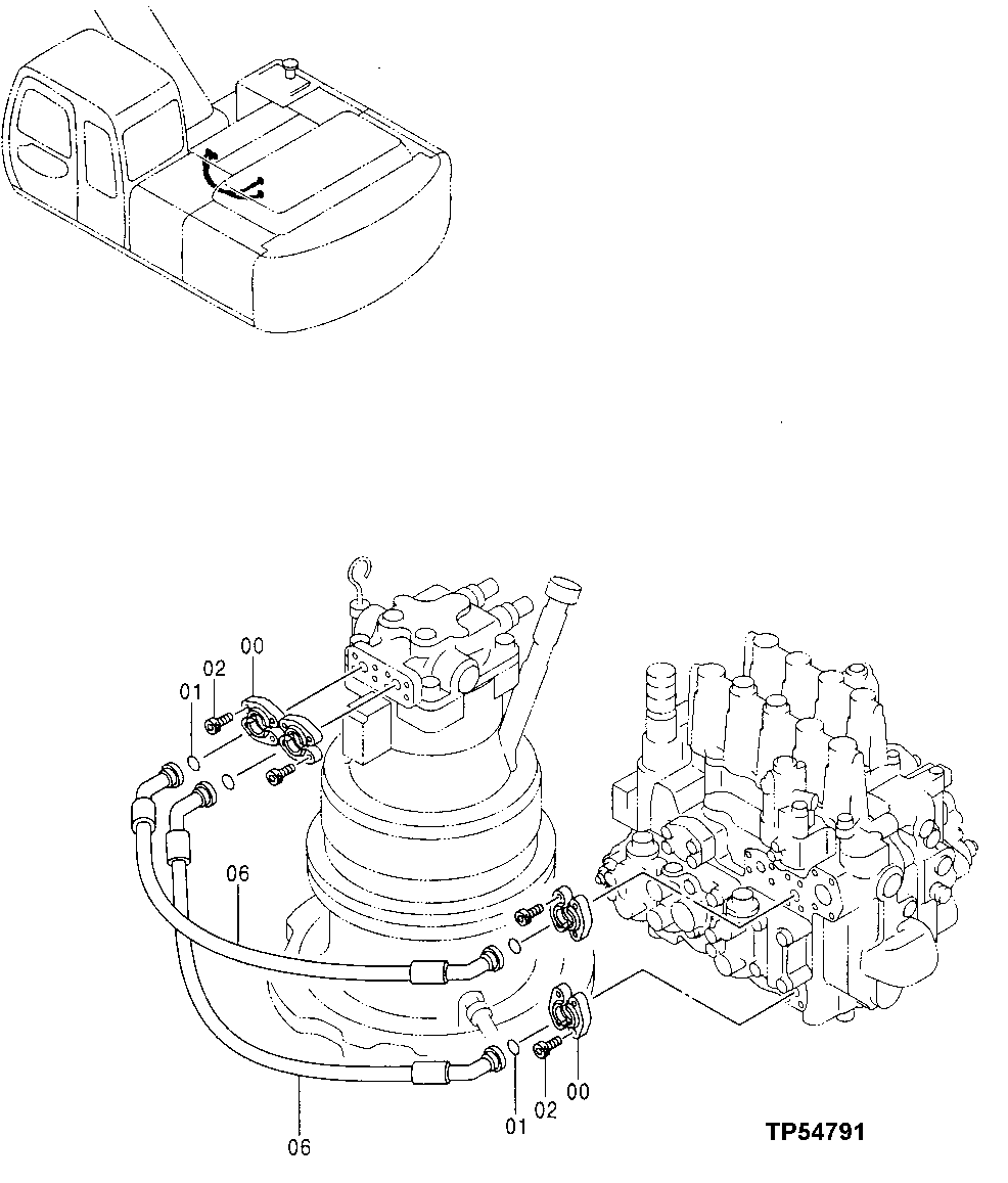 Схема запчастей John Deere 30LCR - 332 - MAIN PIPINGS 3360 Hydraulic System