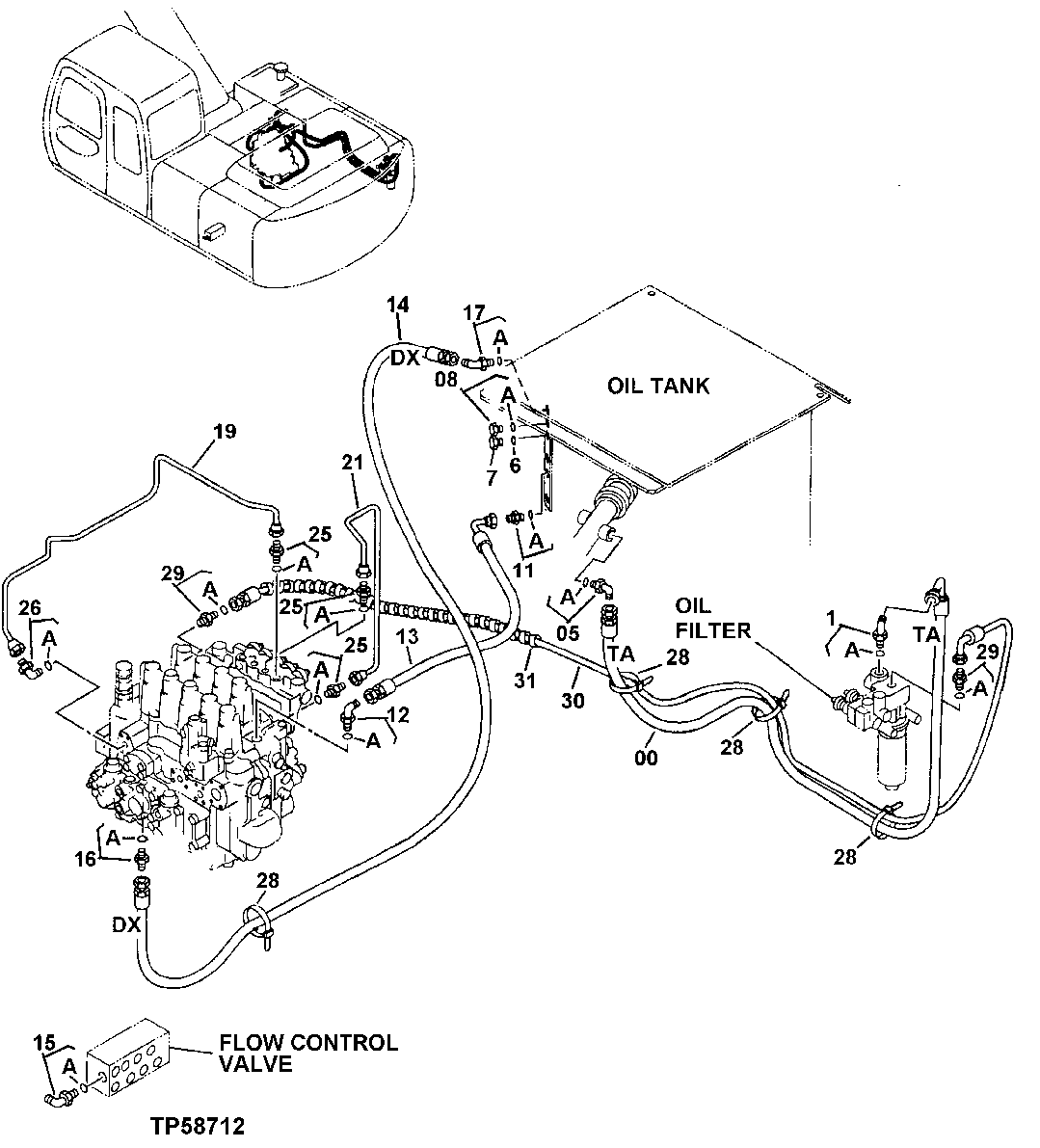 Схема запчастей John Deere 30LCR - 356 - PILOT PIPINGS 3360 Hydraulic System