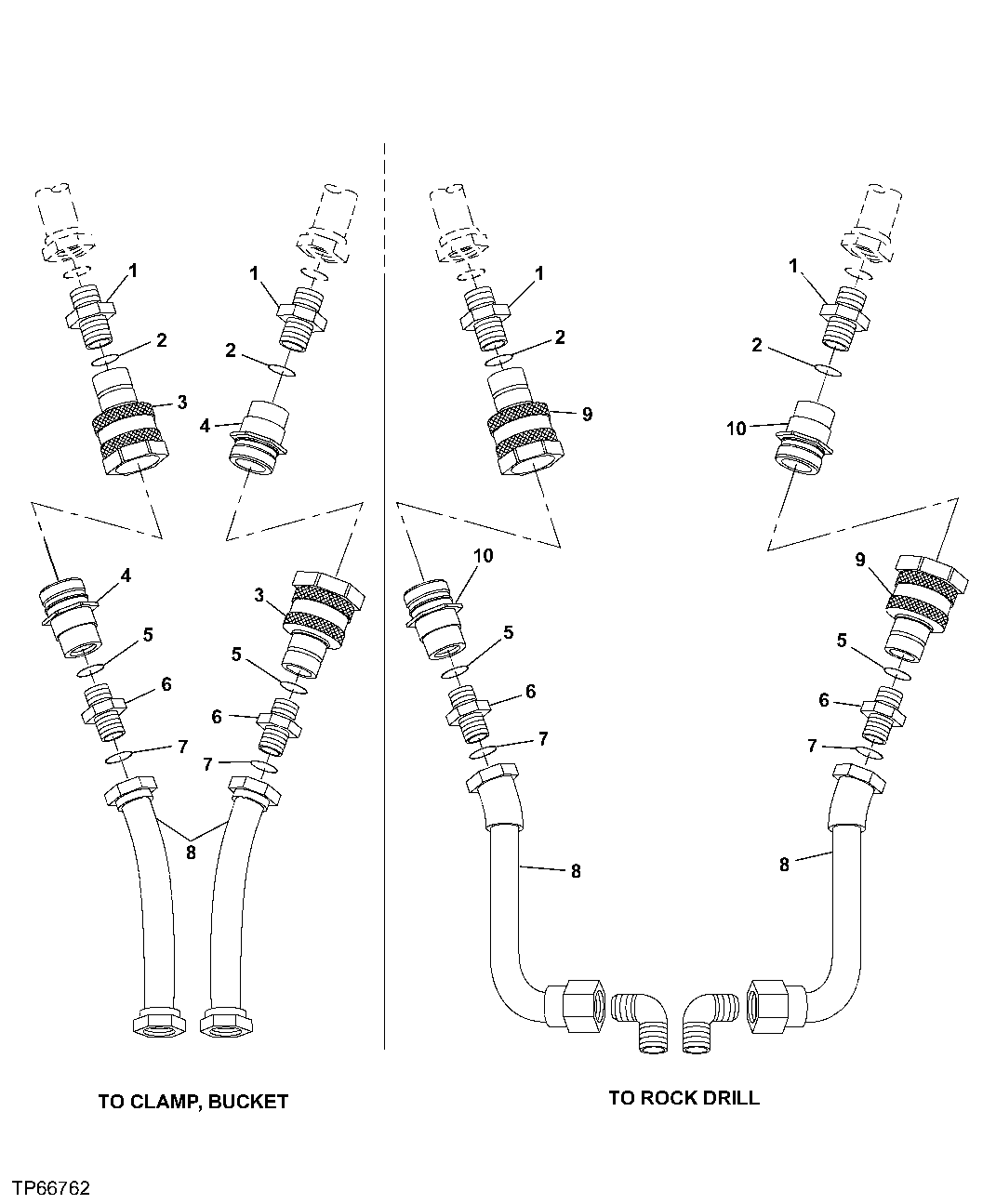Схема запчастей John Deere 30LCR - 377 - HYDRAULIC CONNECTIONS 3360 Hydraulic System