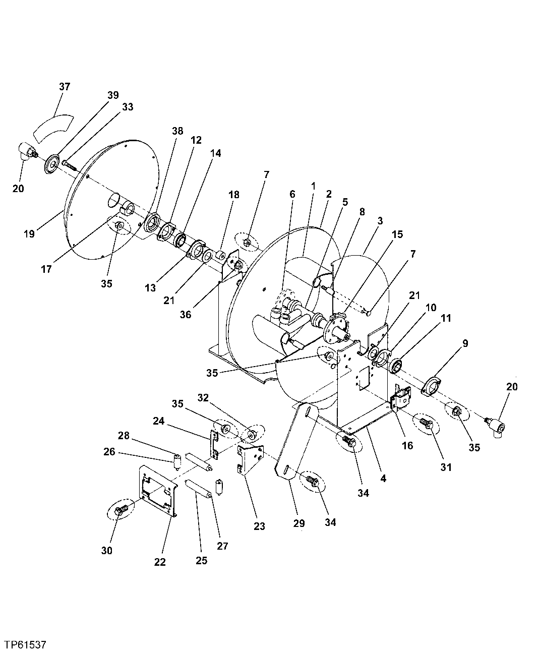 Схема запчастей John Deere 30LCR - 378 - HOSE REEL 3362 Control & Load Holding Valves