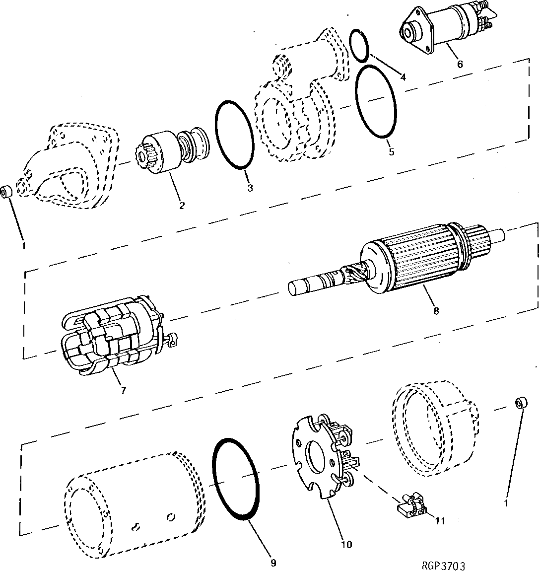 Схема запчастей John Deere 30LCR - 59 - STARTING MOTOR (24V 37MT) (DELCO-REMY) 0400 Engine 6081HT001-RG26768 6081HT001