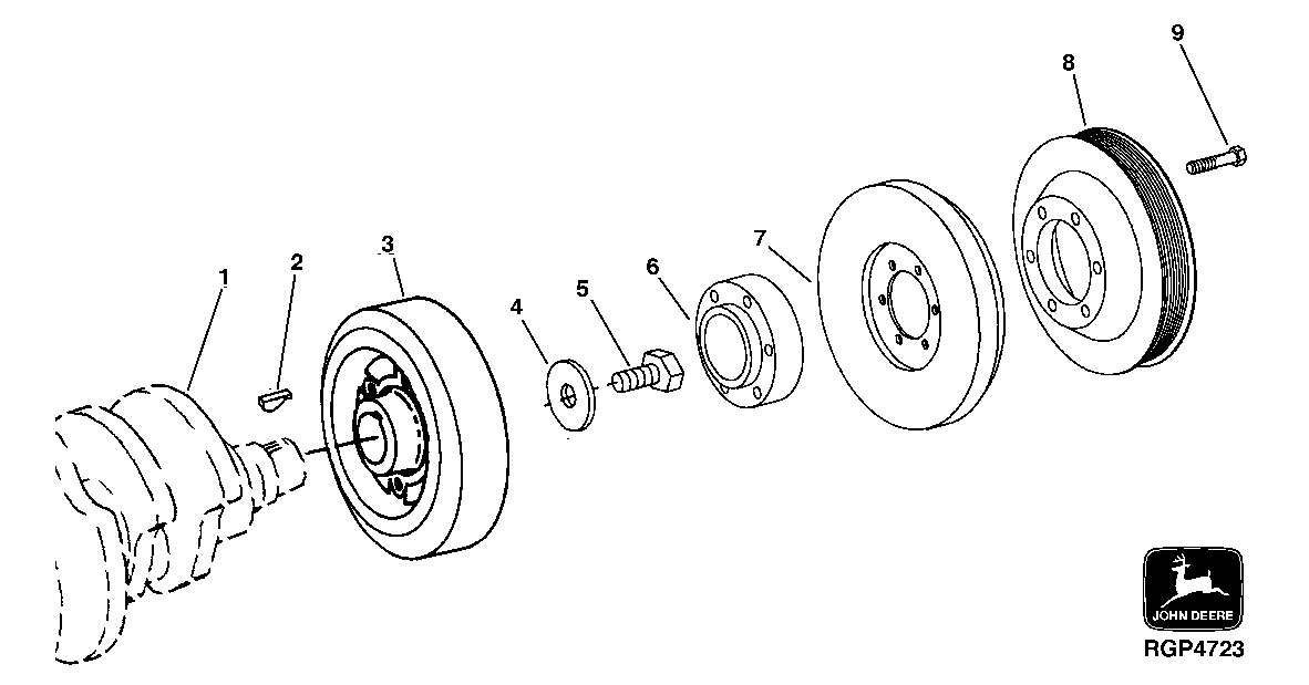 Схема запчастей John Deere 30LCR - 63 - CRANKSHAFT PULLEY 0400 Engine 6081HT001-RG26768 6081HT001