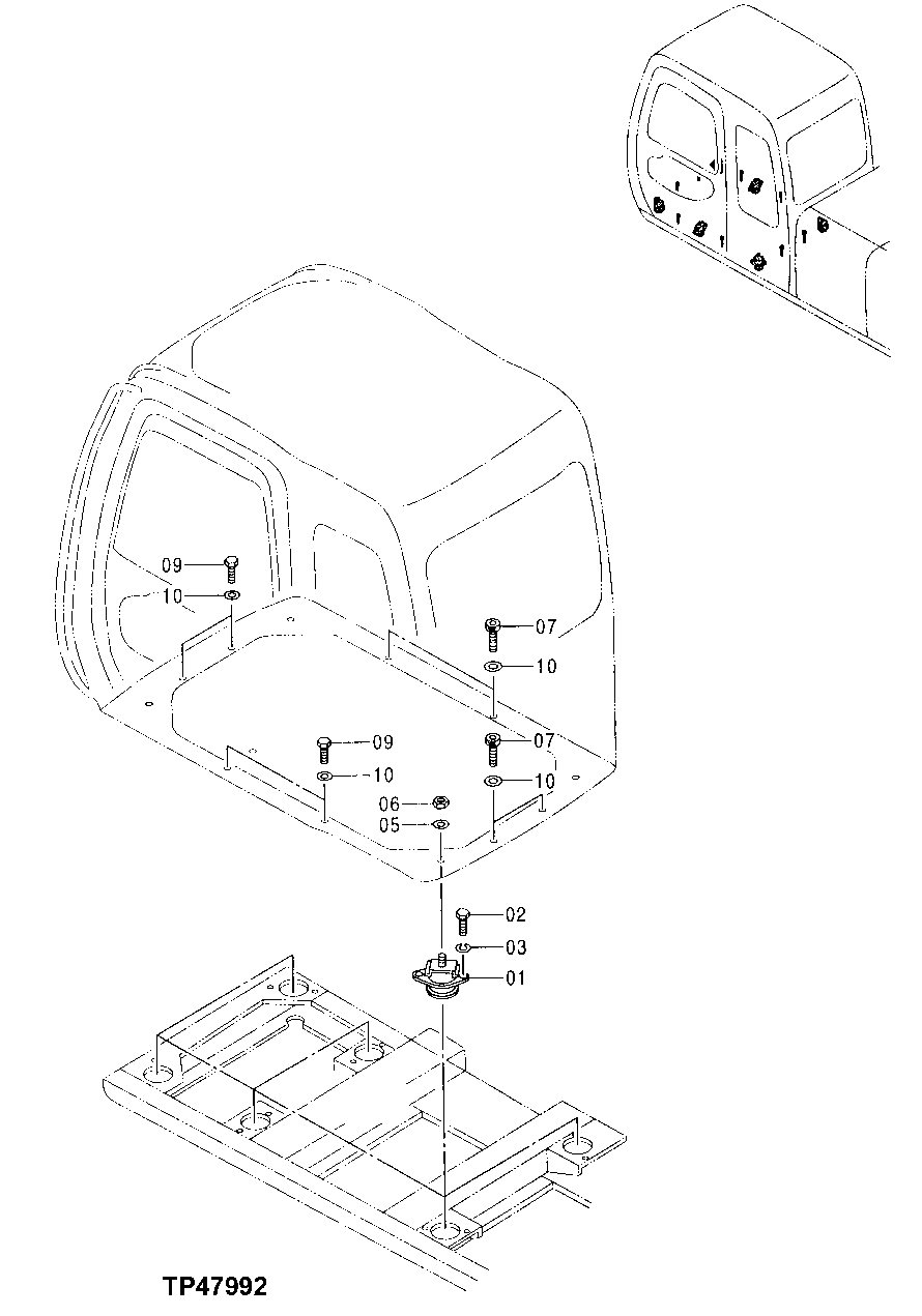Схема запчастей John Deere 30LCR - 123 - CAB MOUNTING 1810 Operator Enclosure