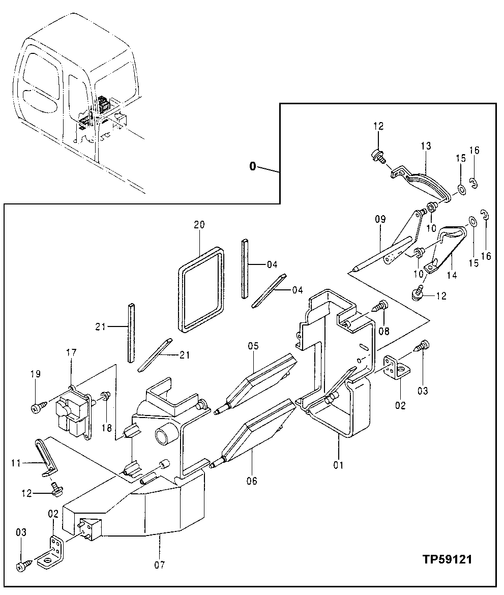 Схема запчастей John Deere 30LCR - 163 - AIR CONDITIONER HOUSING UNIT COMPONENTS 1830 Heating & Air Conditioning
