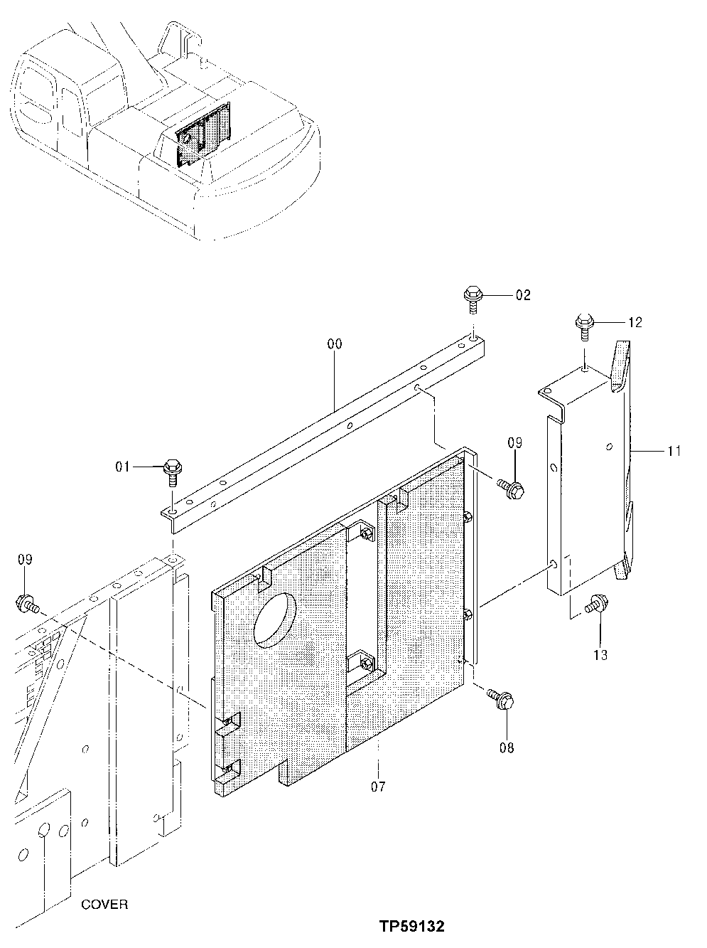 Схема запчастей John Deere 30LCR - 174 - COVER 1910 Hood Or Engine Enclosure