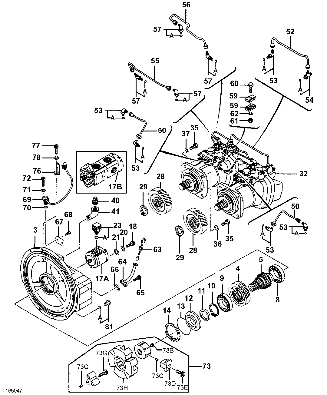 Схема запчастей John Deere 30LCR - 197 - MAIN HYDRAULIC PUMP 2160 Vehicle Hydraulics
