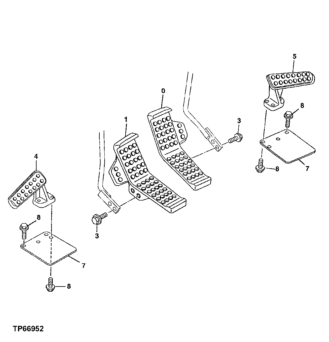 Схема запчастей John Deere 30LCR - 216 - PROPEL PEDALS 3315 Controls Linkage