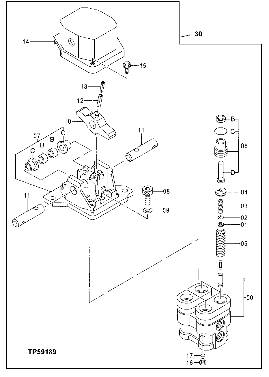 Схема запчастей John Deere 30LCR - 218 - PROPEL PILOT VALVE 3315 Controls Linkage