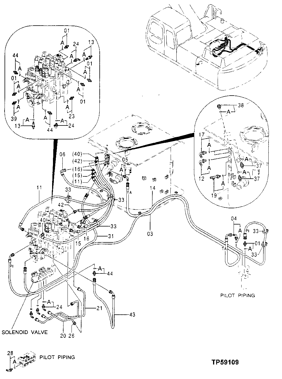 Схема запчастей John Deere 30LCR - 253 - PILOT PIPINGS 3360 Hydraulic System