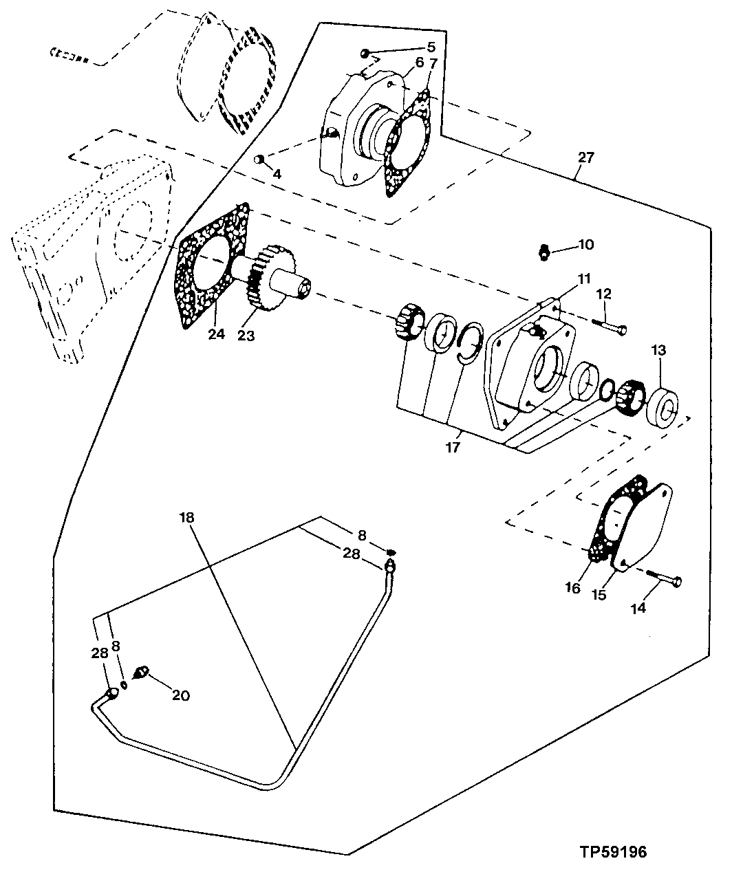 Схема запчастей John Deere 30LCR - 275 - AUXILIARY FRONT DRIVE 4151 Gears, Shafts & Bearings