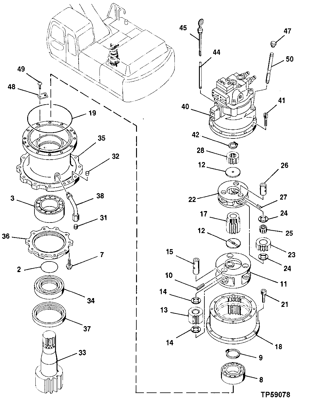 Схема запчастей John Deere 30LCR - 277 - SWING DEVICE 4360 Hydraulics