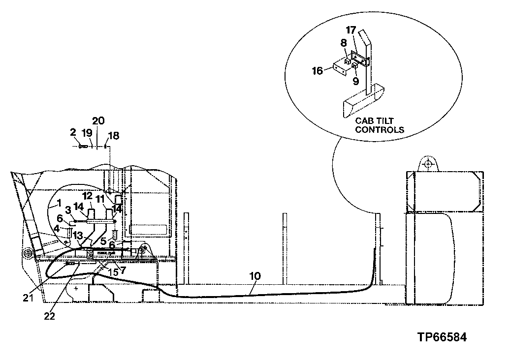 Схема запчастей John Deere 200LC, 330LC, 370 - 66 - REAR ENTRY CAB HYDRAULIC TILT 1810 Operator Enclosure